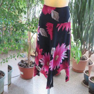 Vintage Nygard silk skirt floral black